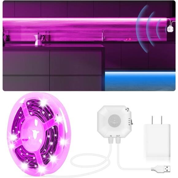 Motion Sensor Lights Indoor Under Bed Lights, Plug-in RGB Motion Sensor Led - Picture 1 of 7